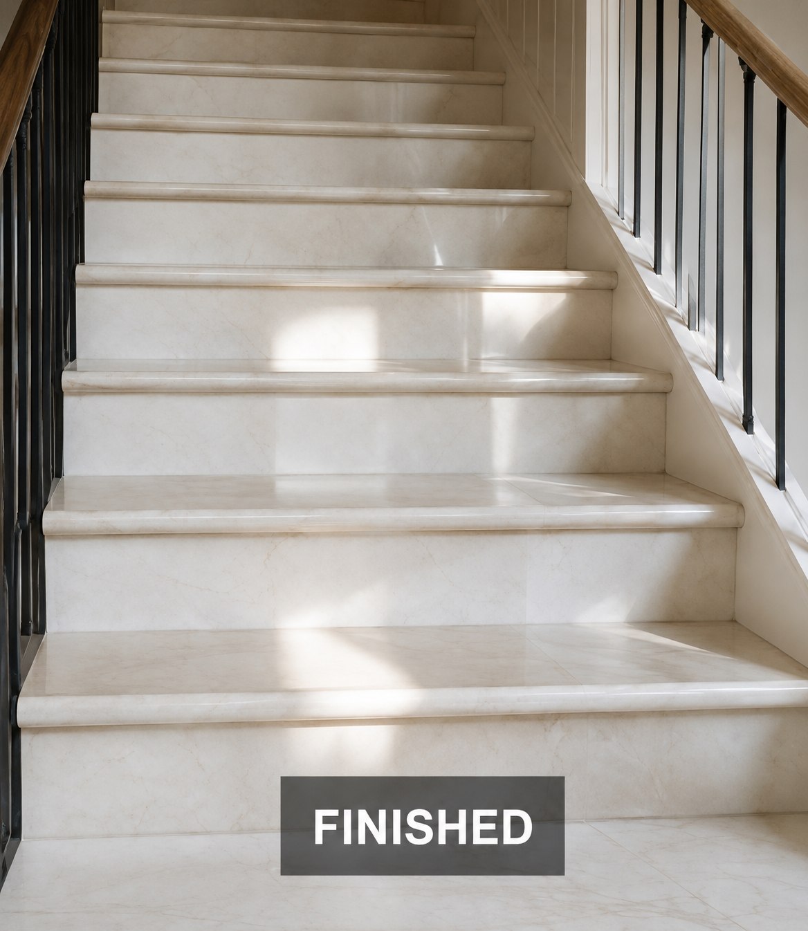 Finished architectural stone staircase