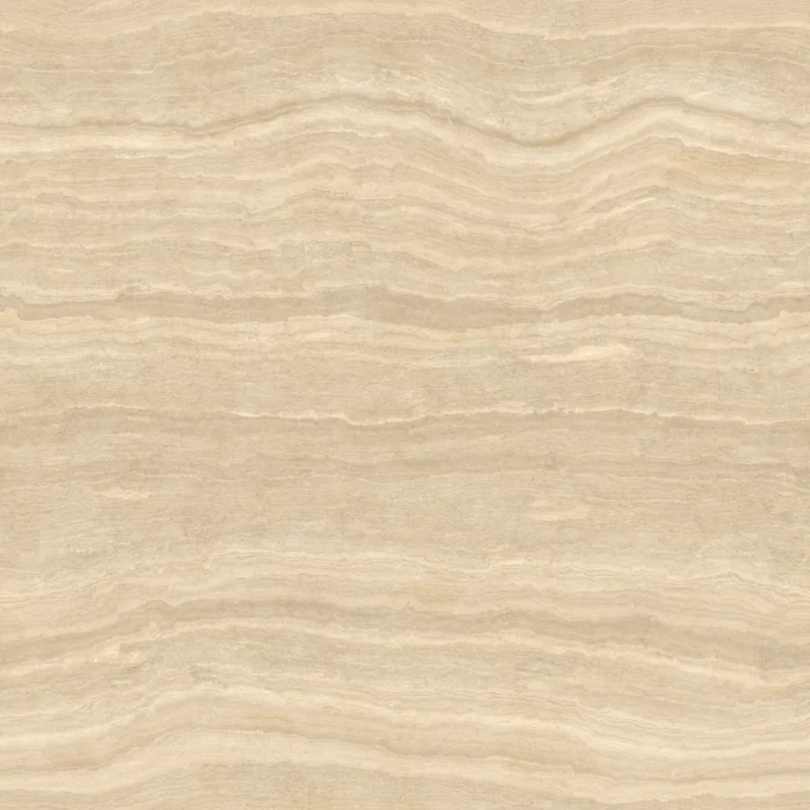 Linear-cut travertine showing its characteristic mineral bands and open pores
